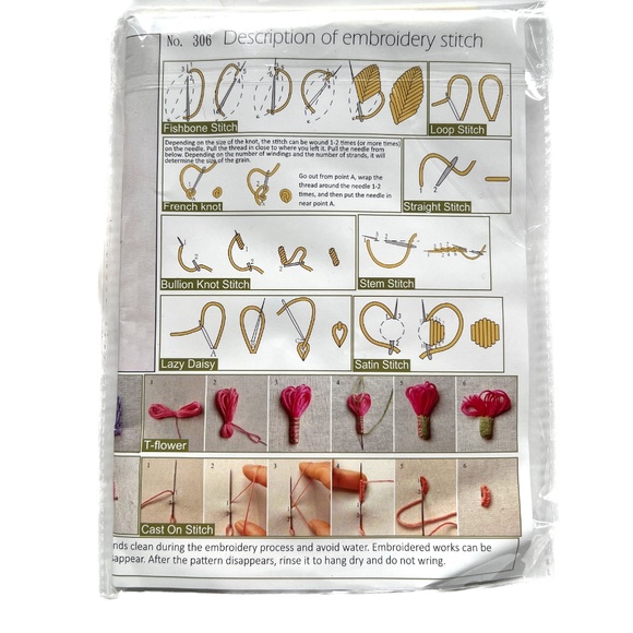 Embroidery Kit DIY Craft Handmade Floral Pattern Hoop Needle Cloth Thread Instr - Picture 3 of 6